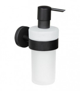 Distributeur de savon Eldrid nero laiton, noir, verre satine fixation incluse
