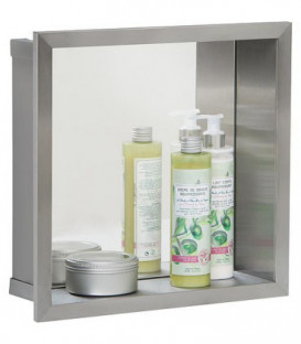 Niche murale avec panneau arriere miroir, profondeur 100 mm lxh : 325x325 mm