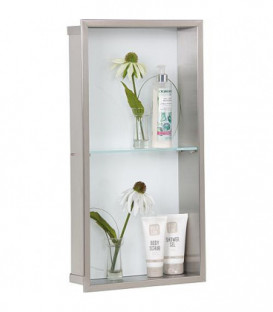 Niche mural, paroi vitree blanche, profondeur 150mm, lxh:323x625mm avec 2 etageres