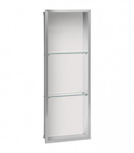Niche mural, paroi vitree blanche, profondeur 100mm, lxh: 323x925mm avec 2 etageres