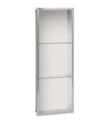 Niche mural, paroi vitree blanche, profondeur 100mm, lxh: 323x925mm avec 2 etageres