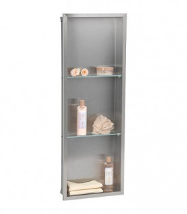 Niche mural, paroi vitree blanche, profondeur 100mm, lxh: 323x925mm avec 2 etageres