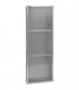 Niche mural, paroi vitree blanche, profondeur 150mm, lxh:323x925mm avec 2 etageres