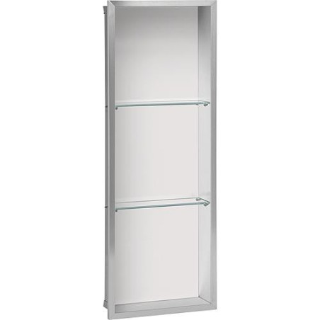 Niche mural, paroi vitree blanche, profondeur 150mm, lxh:323x925mm avec 2 etageres