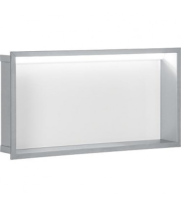 Niche mural, paroi vitree blanche profondeur 100mm, lxh: 625x325mm avec eclairage LED