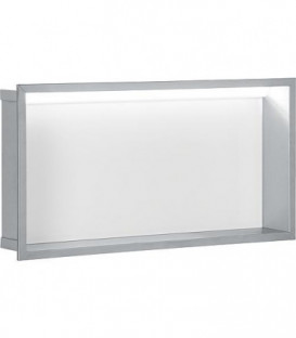Niche mural, paroi vitree blanche, profondeur 150mm, lxh: 625x325mm avec eclairage LED