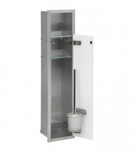 Niche murale WC, 1 porte blanche verr 1 casier dérouleur, 1 casier vide lxh : 180x825 mm Ouverture droite