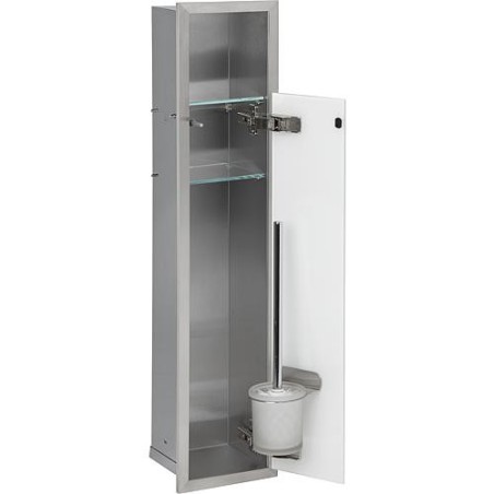 Niche murale WC, 1 porte blanche verr 1 casier dérouleur, 1 casier vide lxh : 180x825 mm Ouverture droite