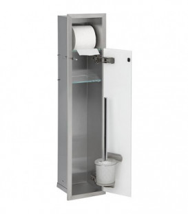 Niche murale WC, 1 porte blanche casier derouleur + 1 casier vide lxH : 180x825 mm, ouverture gauche