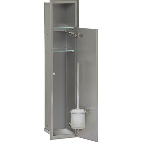 WC container mural, 1 porte pour carrelage, 1 derouleur, 2 casiers butee gauche, 185x831mm