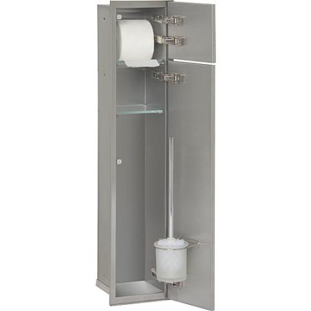WC container mural, 2 portes pour carrelage, 1 derouleur, 1 casier butee droite, 185x831mm
