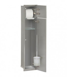 WC container mural, 2 portes pour carrelage, 1 derouleur, 1 casier, butee gauche, 185x831mm
