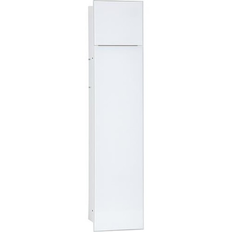 Niche mural WC, interieur blanc 2 portes vitrees blanches,2 etageres lxh:180x825mm, butee gauche