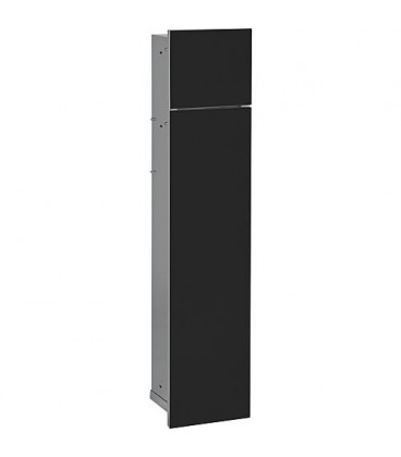 Niche murale WC 2 portes noires 1 casier derouleur + 1 casier lXH : 180x825 mm, ouverture droite
