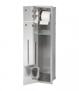 Niche murale WC, 2 portes noires verres, 1 casier dérouleur+1 casier lxh : 180x825 mm ouverture gauche