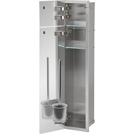 container mural WC,2 portes en verre gris,1casier derouleur+1 casier,butee gauche,180x825mm