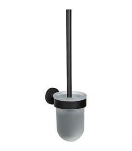 WC-Garniture de brosse Eldrid nero, laiton, noir, verre satine fixation incluse