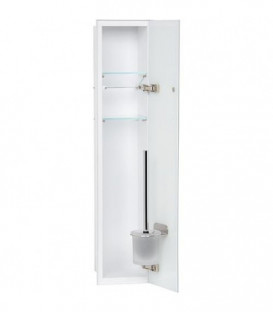 Niche mural WC, interieur blanc, 1 porte vitree blanche,2 etageres lxh:180x825mm, butee droite