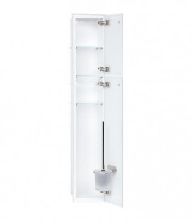 Niche mural WC, interieur blanc 2xportes vitrees blanches, 2 etageres,lxh:180x975mm,butee droite