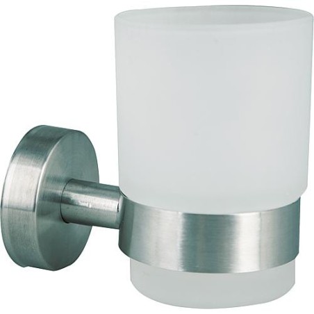 Gobelet en verre Axial verre satiné, inox mat avec fixation
