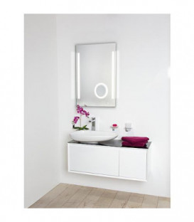 Miroir Earline + eclairage variable et miroir cosmetique,2 interrupt. sensitifs, 1000x800mm, 11,5W
