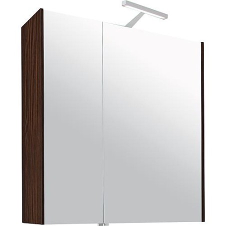 Armoire a glace avec eclairage meleze marron - 2 portes 700x750x188mm