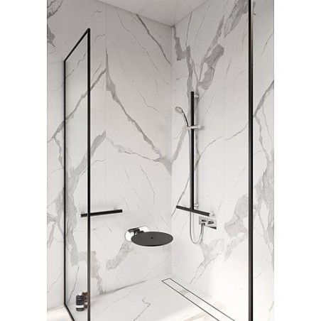 Strapontin Elida en inox/PE/HD noir, 320x100x390mm avec fixation