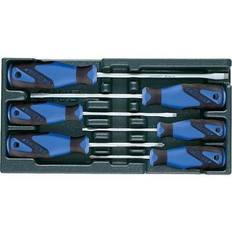 Jeu de tournevis GEDORE 6 pieces en module plast. ABS Schlitz/Pozidriv