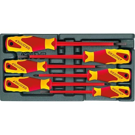Jeu de tournevis GEDORE VDE 6 pieces en module plast. ABS Schlitz/Pozidriv