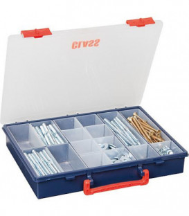 Boite a compartiment bleue avec 16 cases l : 325mm, L : 260mm, H : 55mm