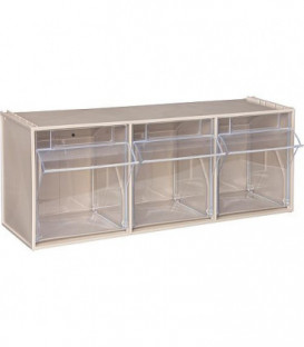 Boitier ouvert de stockage transparent 3 cases