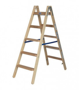 Escabeau-echelle-double (bois), hauteur travail 2,75m hauteur echelle 1,40m 2x5