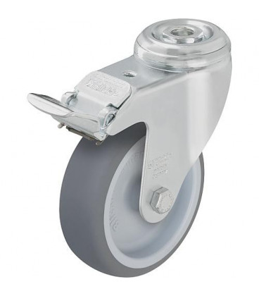 Polie avec arrêtoir en inox LRKA TPA 126G-FI, revet. caoutchouc,capacite charge 120kg
