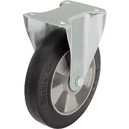 Roulette fixe poids lourd B-ALEV 100K, charge limite 200kg roue diam. 100mm, dim plaque 100x85mm