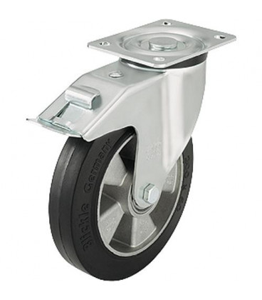 Roue de guidage poids lourd av blocage L-ALEV 160K-FI, charge 400kg roue diam. 160mm, dim plaque 140x110mm