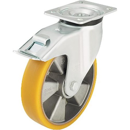 roue de guidage poids lourd av blocage LK-ALTH 200K-FI, charge 600 kg, roue diam. 200mm, dim plaque 140x110mm
