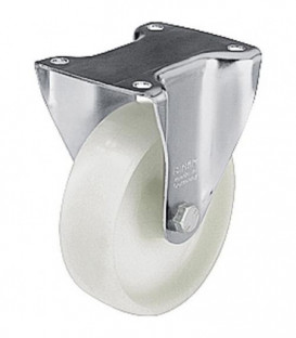 Roulette fixe polyamide B-PO 200G, charge limite 300 kg roue diam. 200mm, dim plaque 140x110mm