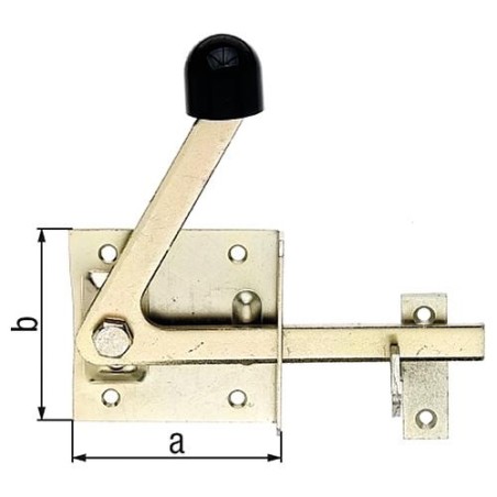 Verrou de portillon 80x80mm, jaune galva