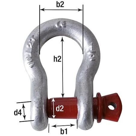 Manille, HR, calibre 7/16 Capacite de charge 1500 kg 1 piece