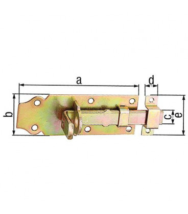 Verrou porte cadenas droit, avec passant fixe, 100x45mm jaune galva