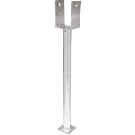 Sabot d'appui L L 90 x 90 avec tube 38 mm galvanise a chaud (tzn)