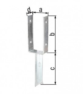Etrier forme U, fer T 91x200mm, galvanisé a chaud