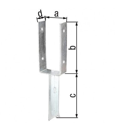 Etrier forme U, fer T 91x200mm, galvanisé a chaud