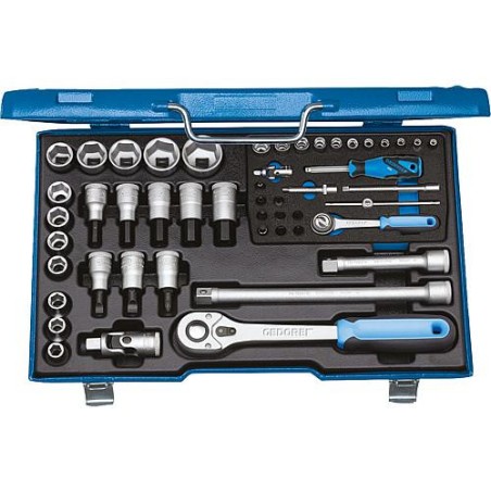 Jeu de cle a douille GEDORE 50 pieces, 1/4" et 1/2"