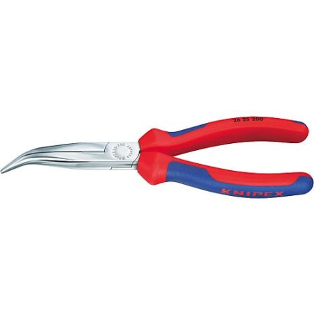 Pince a becs demi-ronds av lame chromee avec poignee bicolore Machoire coude 40°. Longueur 200 mm