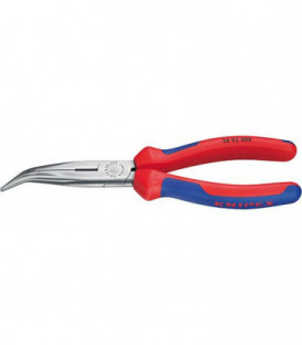 Pince a becs demi-ronds av lame polie avec poignee bicolore Machoire coude 40°. Longueur 200 mm