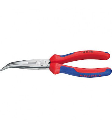 Pince a becs demi-ronds av lame polie avec poignee bicolore Machoire coude 40°. Longueur 200 mm