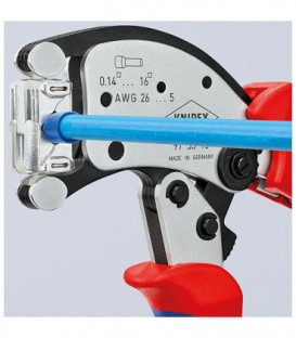 Pince a sertir KNIPEX Twister16 avec tete pivot. 360° et reglage automatique