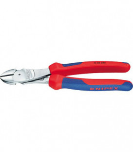 Pince coupante diagonale force chromee isolee avec poignee bicolore longueur 180 mm