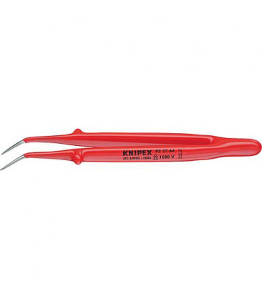 Pince de precision isolee VDE forme coudee manche fin dente